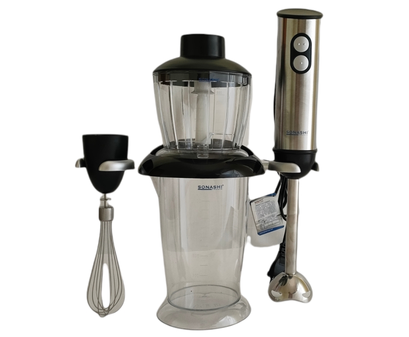 مضرب يدوي مع قطاعة وخفاقة وبرطمان mixeur batteur hachoir sonashi SHB-174JBC