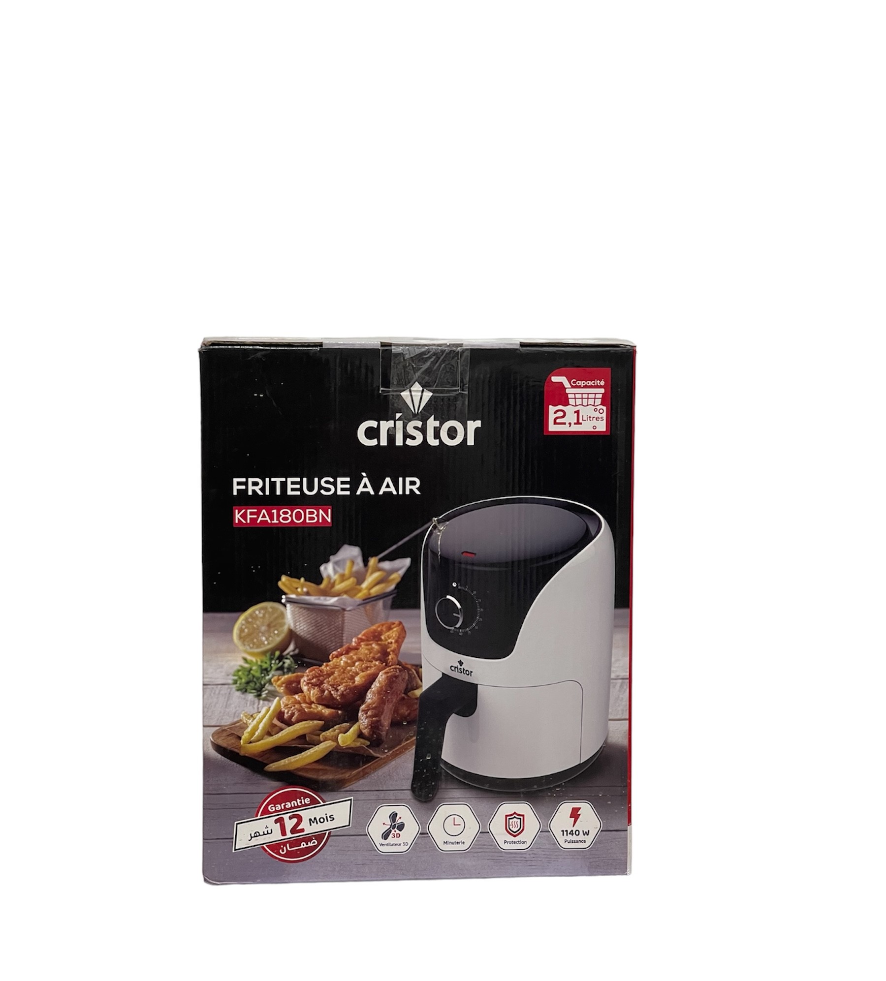 مقلاة هوائية رقمية friteuse cristor blan noir 2,1 2