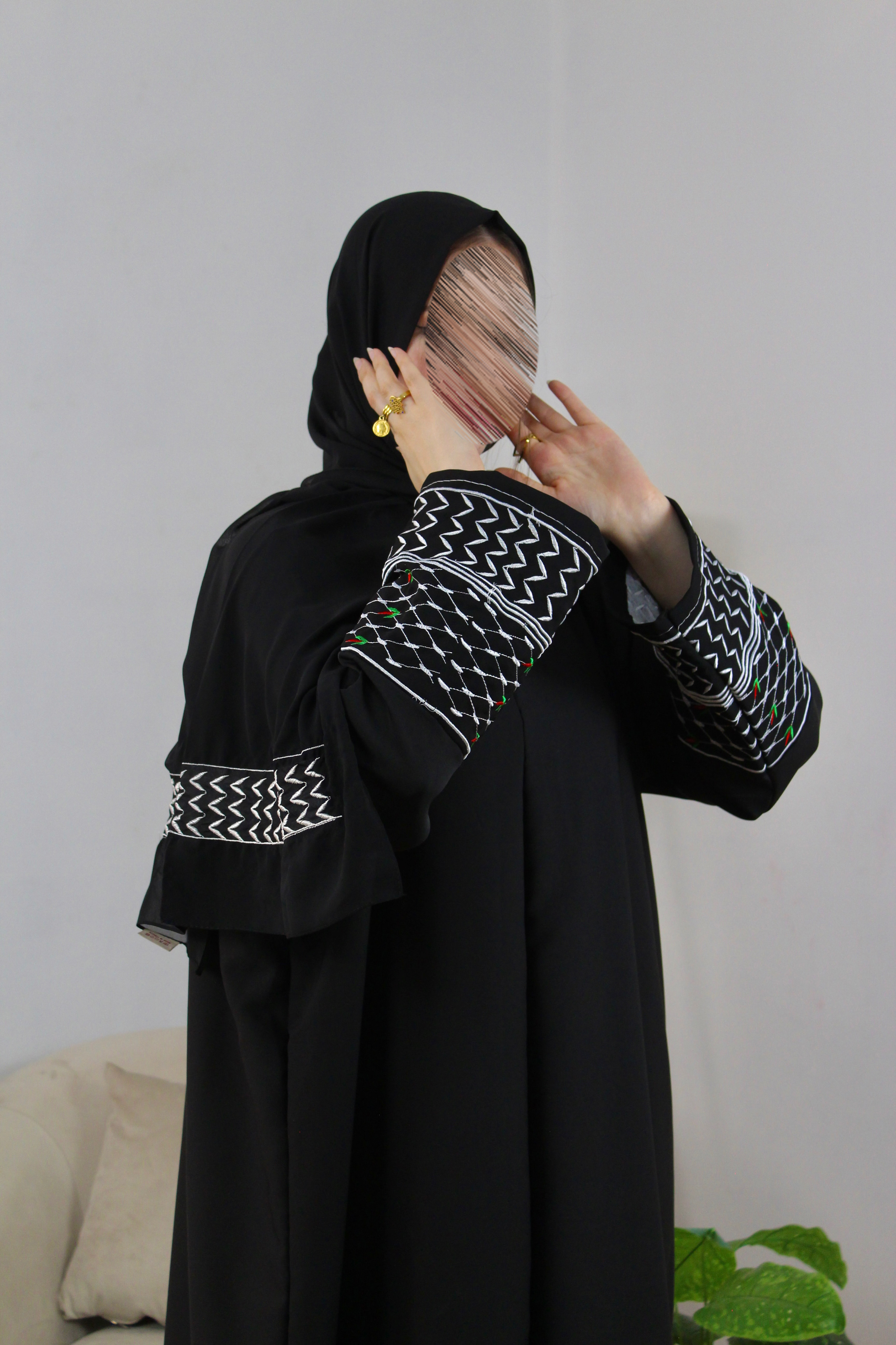 عباءة الكوفية الفلسطينية بدون خمار Abaya Keffiyah Palestin