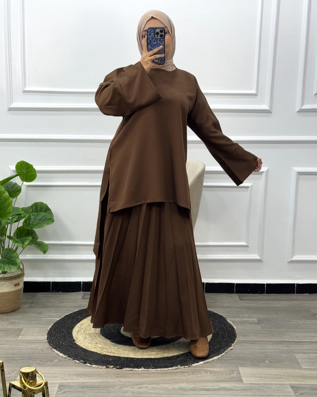 روب بقطعتين جيب بليسي مع رداء