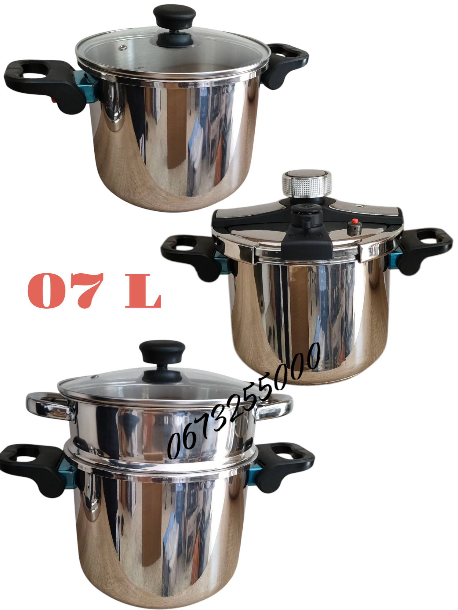Cocotte 7+5L 4psc forsa inox طنجرة الطهي 2