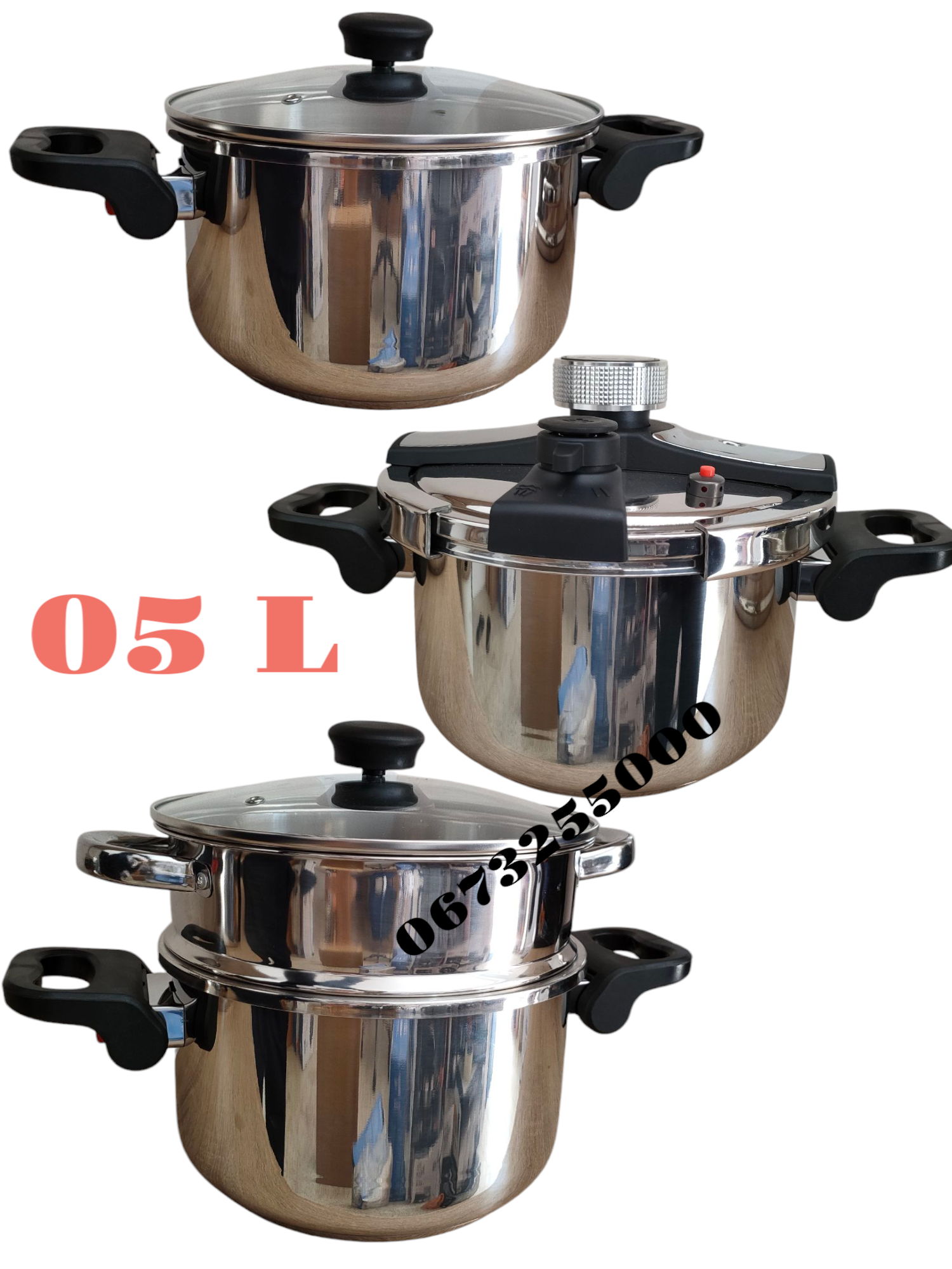 Cocotte 7+5L 4psc forsa inox طنجرة الطهي 3